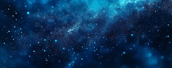 Naklejka premium Dark blue and glowing particle abstract background, illustrating digital and cyber technology