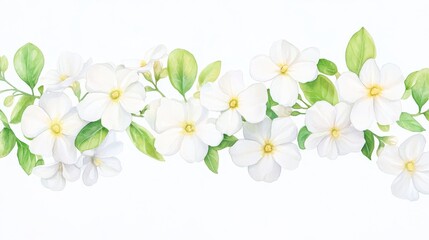 Delicate jasmine blooms intertwine in a watercolor masterpiece, evoking romance and serenity