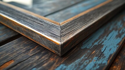 Rustic Wooden Frame Detail: Aged Wood Texture and Craftsmanship