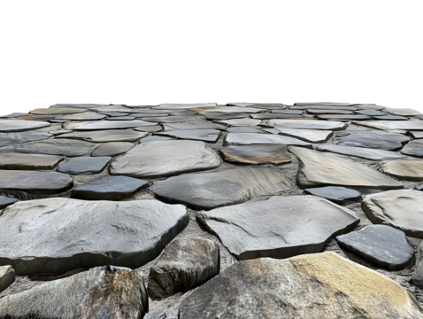 Natural Stone Path isolated on transparent or white background	
