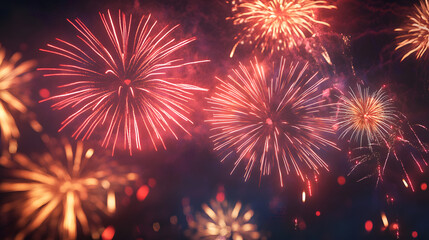 Vibrant Summer Fireworks Display Illuminating Night Sky