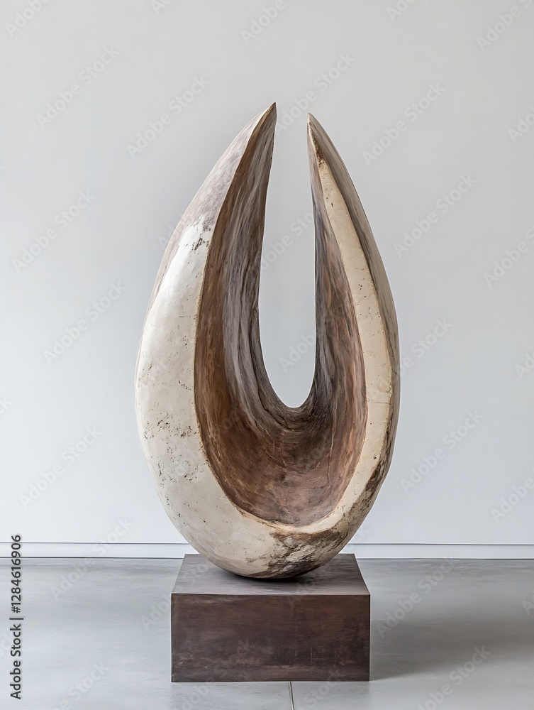Poster abstract modern sculpture with smooth contours and an artistic shape displayed indoors : generative 