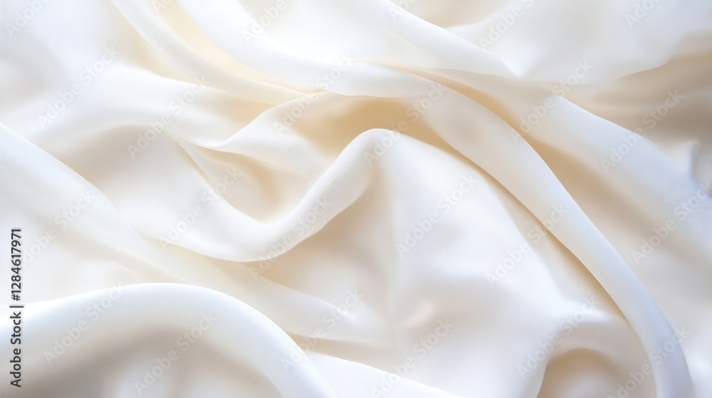 Aufkleber Soft and silky white fabric elegantly draped to create a smooth and flowing texture : Generative AI
