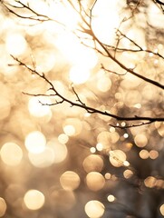 Captivating Sunlit Bokeh Effect on Bare Branches Creating a Dreamy Atmosphere : Generative AI