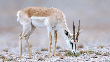 Obraz premium Pronged Antelope Grazing in Desert