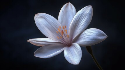 Elegant white flower with soft petals against dark background