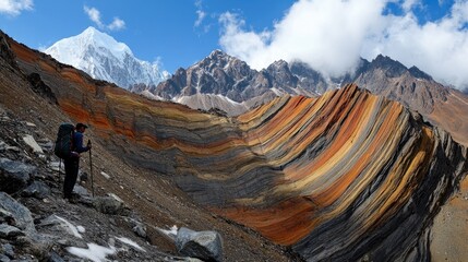 Stunning mountainous landscape with vibrant colors, hiking adventure, and beautiful scenery.