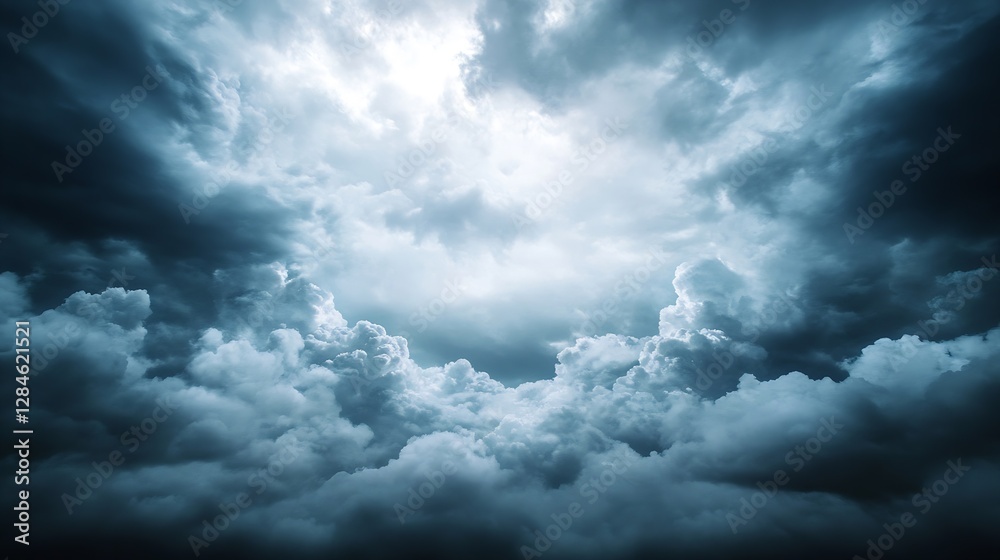 Poster dramatic sky filled with dark storm clouds hinting at an approaching weather front : generative ai