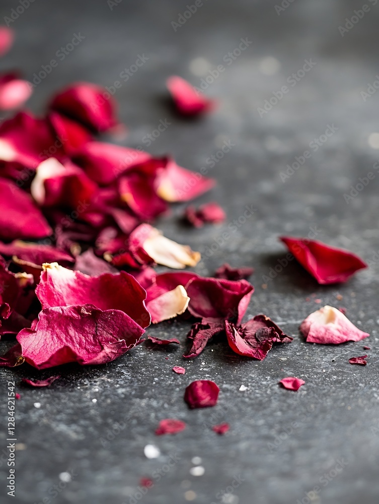 Aufkleber delicate rose petals spread across a textured surface with rich colors and soft details : generative