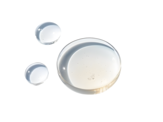 Clear serum oil sample swatch round shape texture isolated on white background. cosmetic Hyaluronic acid retinol collagen science lab product sample