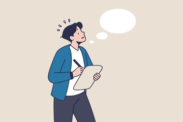 Note taking or minutes of meeting, conclusion or summary, education lecture or write important information concept, confidence businessman taking note in the meeting while listen to others information