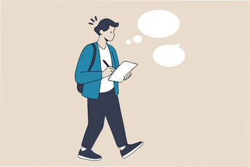 Note taking or minutes of meeting, conclusion or summary, education lecture or write important information concept, confidence businessman taking note in the meeting while listen to others information