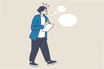 Note taking or minutes of meeting, conclusion or summary, education lecture or write important information concept, confidence businessman taking note in the meeting while listen to others information