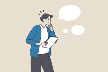 Note taking or minutes of meeting, conclusion or summary, education lecture or write important information concept, confidence businessman taking note in the meeting while listen to others information