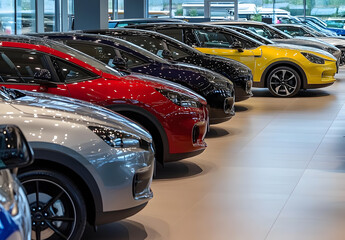 Obraz premium Car dealership selling new cars store showroom