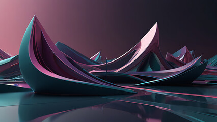 Abstract 3d rendering of wavy surface. Futuristic background design.