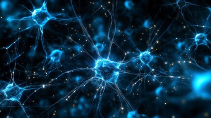 Abstract representation of neurons, complex network of connections.  Possible use Educational or scientific material