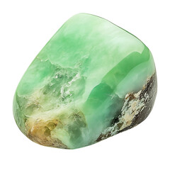 A Smooth Piece of Chrysoprase with Bright Green Base Isolated on Transparent Background