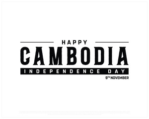 Cambodia Independence Day on a white background, Vector design of Independence day of Cambodia, Typographic Design of Cambodia National Day, Flag typography of Cambodia