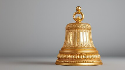 Ornate gold bell on gray backdrop