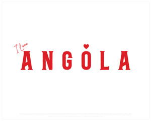 I love Angola, I love Angola typographic design with flag typography and heart on white background, Vector design of I love Angola, Angola National Day Design