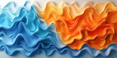 Fototapeta premium Abstract Wavy Shapes - Blue & Orange