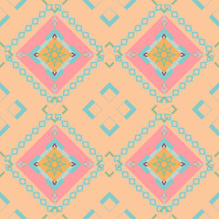 Abstract Ikat ethnic geometric pattern design with stripes and chevron. Ikat aztec ornament print. Design for background, curtain, clothing, fabric, Batik, wrapping. 