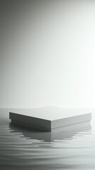 Podio de color blanco sobre una lámina de agua