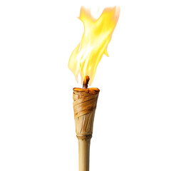 Soft Yellow Flame from Tiki Torch Isolated on Transparent Background