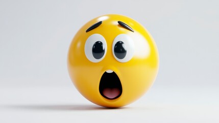 3D surprised emoji on plain background. Possible use Social media, digital art