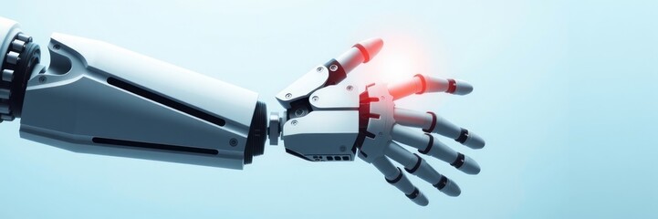 Robotic hand against a background. Conceptual image perfect for technology, artificial intelligence, or futuristic design projects.