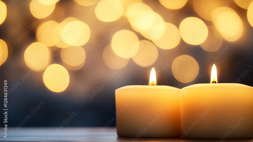 Leinwandbilder two lit candles with a soft glowing background creating a warm and cozy atmosphere : generative ai