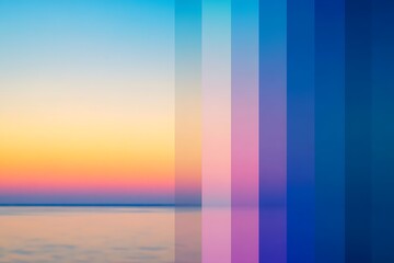 Abstract sunset gradient color palette over calm water.