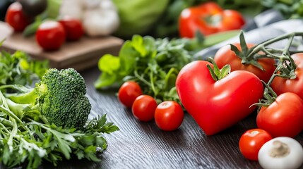 Vibrant collection of fresh vegetables and herbs showcasing healthy eating and culinary delights : Generative AI