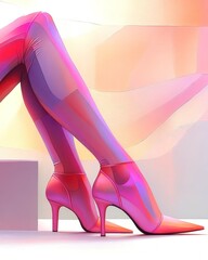 Dynamic cubist style woman's legs in gradient hues showcasing modern expression