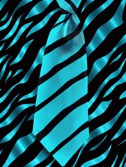 Fashion accessory with bold blue and white stripes over a black background.