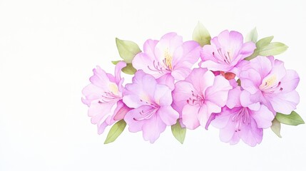 Fototapeta premium Delicate watercolor illustration of radiant rhododendron blossoms in soft pink and purple shades capturing natural elegance