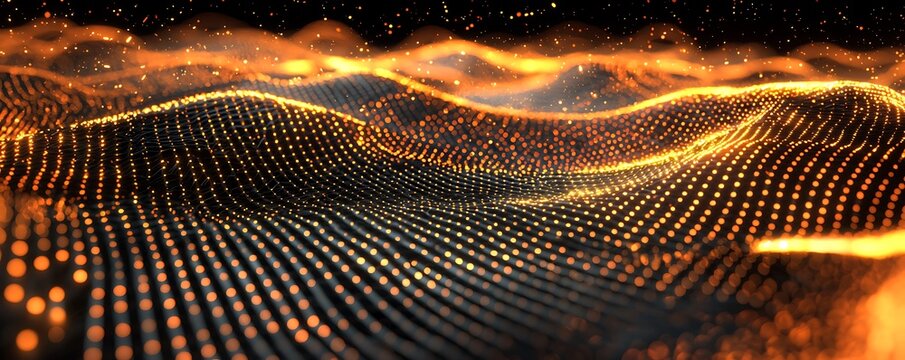 Digital binary code matrix background, showcasing 3D-rendered binary data in a complex network representing connectivity and data flow