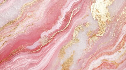 Fototapeta premium Elegant Pink Marble Background with White and Gold Highlights