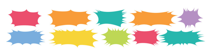 Hand drawn organic rectangle frames. Abstract doodle liquid shapes. Organic free flat blobs. Irregular fluid bubbles. Empty text box. Vector illustration isolated on white background.