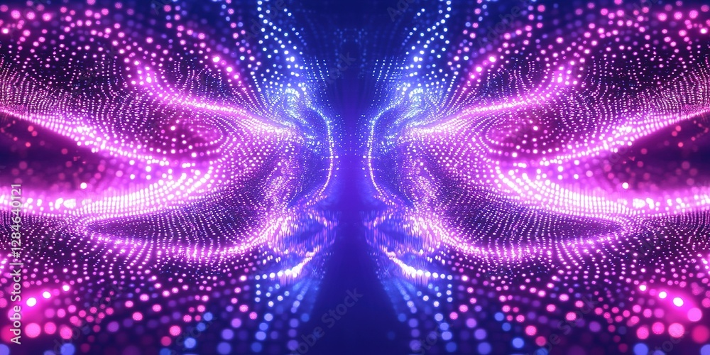 Wall mural vibrant light patterns create a mesmerizing visual experience in a digital landscape