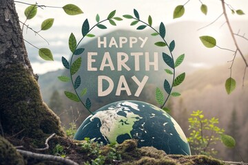 Happy Earth day concept background .Vector eco illustration for social poster, banner or card on the theme of saving the planet. Make everyday earth day