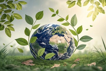 Happy Earth day concept background .Vector eco illustration for social poster, banner or card on the theme of saving the planet. Make everyday earth day