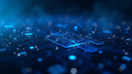 Obraz premium Futuristic circuit board with blue glow