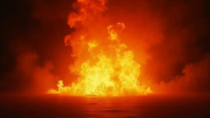 Dramatic Nighttime Explosion with Vibrant Flames