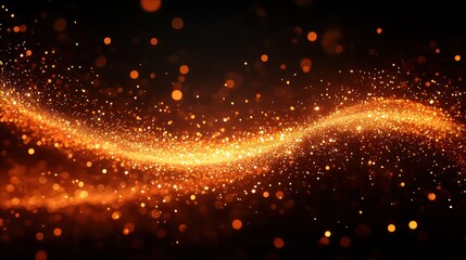 Fototapeta premium Golden swirling particles against dark bokeh background