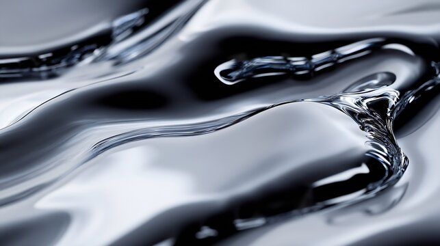 Abstract closeup of liquid metal surface showcasing unique natural patterns and textures : Generative AI