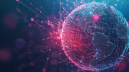 Digital technology and global business network connection, showing data analysis, social media marketing, and teamwork for business strategy