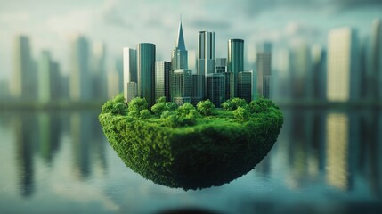 3D Render Background to ecology and sustainable development, environmental concept to safeguard biodiversity and growing economy 