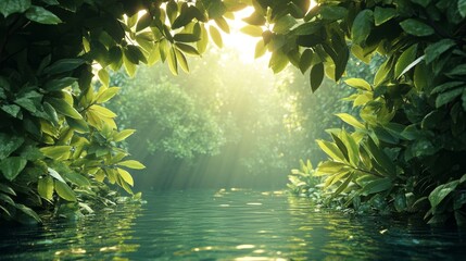 Obraz premium 3D Render Background to ecology and sustainable development, environmental concept to safeguard biodiversity and growing economy 